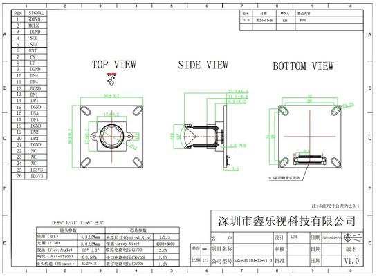 Interface de données MIPI pour la transmission rapide de données Sinoseen 12MP IMX377 CMOS Module de caméra USB pour caméra sportive et sécurité intelligente